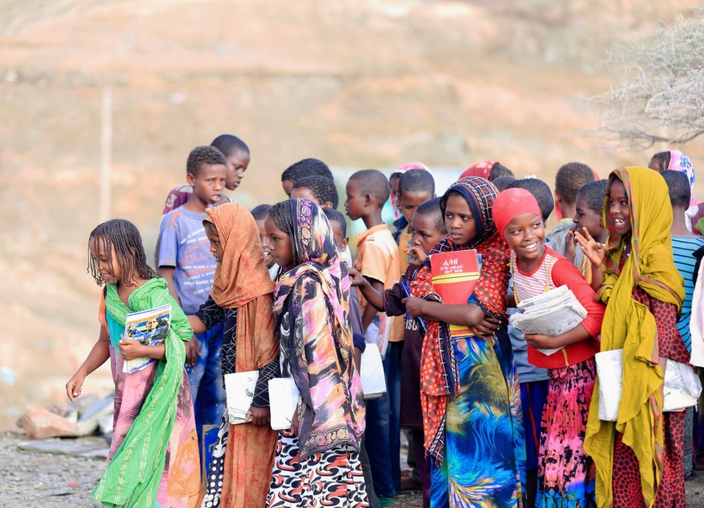 Children going to school in Ethiopia
