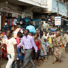 People walking in Freetown, Sierra Leone